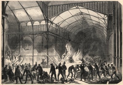 Firefighters trying to stop the fire of the Central Halles in Paris, July 10 by Unknown artist
