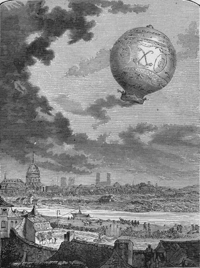 First balloon trip by Pilatre de Rozier and the Marquis d