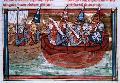 First crusade: Godefroi de Bouillon and the crossings sailing towards the Holy Land by Unknown artist