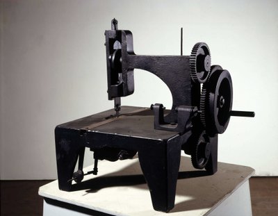 First model of Singer sewing machine. mid 19th century by Unknown artist