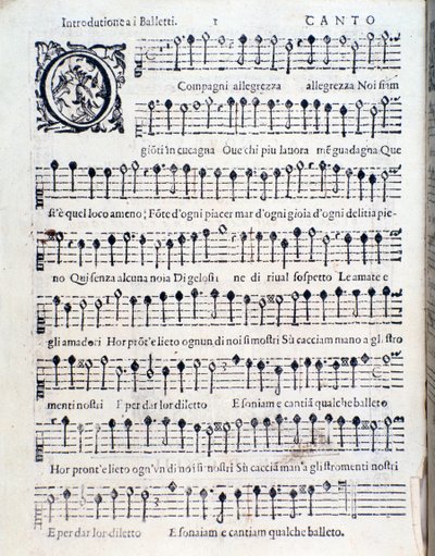 First Page of Balletti for Five Voices by Unknown artist