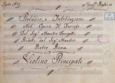 First page of the sheet music for violin, Il furioso all
