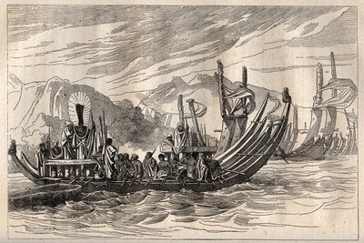 First voyage of Captain James Cook: the Tahiti fleet gathered in Oparee - illustration taken from The Great Mariners of the 18th century by Unknown artist