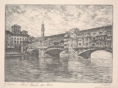 Florence, Ponte Vecchio with Tower, probably late 19th century by Unknown artist