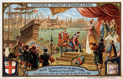 Flowering cities of the Middle Ages: reception of Francis Drake (1542-1596) in London (England), on his return from South America, April 4 by Unknown artist