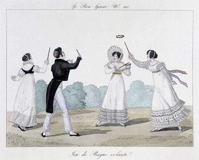 Flying ring game - in The Good Genre, No. 110, early 19th century by Unknown artist