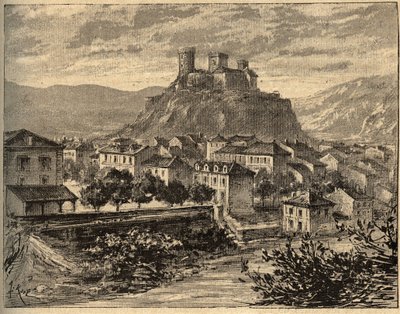Foix - Ariege - Occitanie - engraving in “PATRIE” - DESCRIPTION PICTURESQUE OF FRANCE IN 6 VOLUMES BY LUCIEN HUARD - end 19th century by Unknown artist