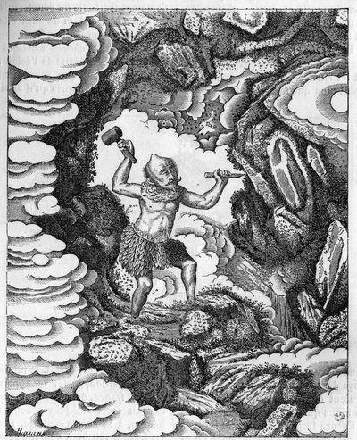 Formation of the Worlds: The Chinese God Pan-Kou-Che Carving the Earth