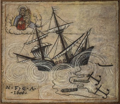 Ex Voto Sailor, Popular Offer as a Pledge of Devotion and Gratitude of the Sailor Surviving the Dangers of the Sea, from the Church of the Blessed Virgin of the Arch of Naples, 19th Century Italy by Unknown artist