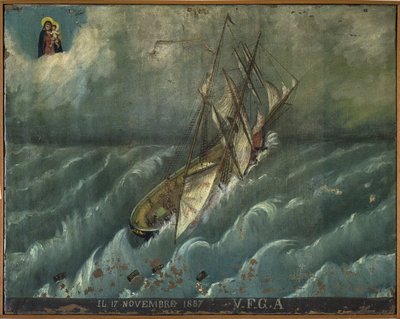 Former voto (ex voto) sailor, popular offer as a pledge of devotion and gratitude of the sailor surviving the dangers of the sea coming from the Church of Carmine, Torre del Greco, near Naples by Unknown artist