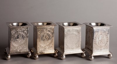 Four saltcellars: Left to the right: 1636 by Unknown artist
