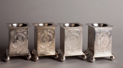 Four saltcellars: Left to the right: 1636 by Unknown artist