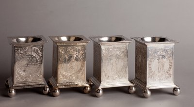 Four saltcellars: Left to the right: 1636 by Unknown artist