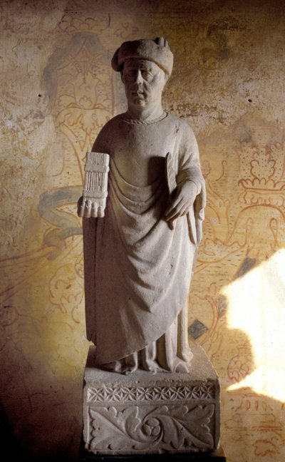 Francesco Petrarca, Italian poet. 14th century statue. Petrarch house in Arquà near Padua. by Unknown artist