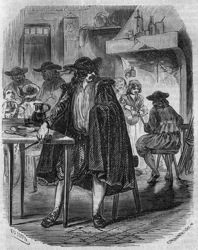 Francois Ravaillac, Assassin of King Henry IV, Hiding in an Inn the Knife with Which He Must Hit Henry IV (Engraving of the 19th Century) by Unknown artist