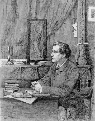 François Coppée (1842-1908), French poet and playwright. Drawing by M.F. Desmoulins. 1885. by Unknown artist