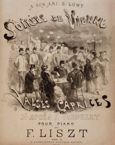 Frontispiece of the Score Soirées de Vienne, Caprices Waltzes for Piano by Liszt by Unknown artist