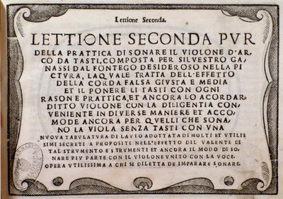 Frontispiece of Lettione Seconda by Unknown artist