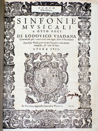Frontispiece of Musical Score of Sinfonie Musicali by Ludovico Viadana by Unknown artist