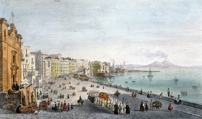Funeral in the Bay of Naples with the Vesuvius in the background by Unknown artist