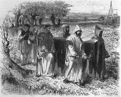Funeral of Isabeau (Isabelle, Elisabeth) of Baviere, Queen of France (1371-1435). Engraving of the 19th century. by Unknown artist