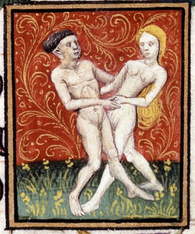 Gemini. Miniature of a horoscope. 15th century manuscript. Bibl. Trivulziana, Milan by Unknown artist