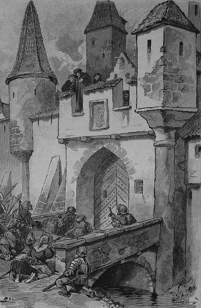 German Peasants War: Eberlin Busy City People at the Augstbruecke to Erfurt by Unknown artist