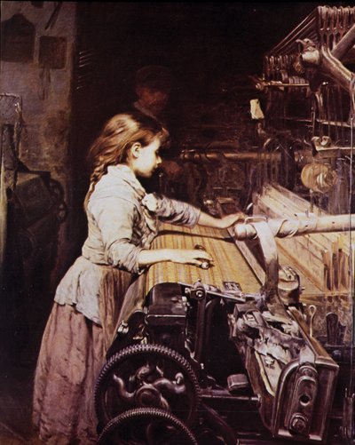 Girl working in a mechanical spinning, late 19th century by Unknown artist