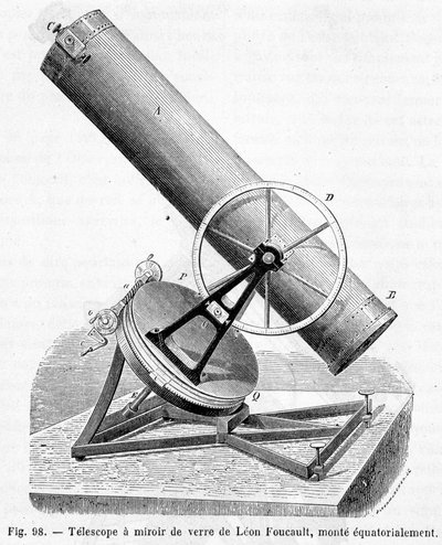 Glass mirror telescope by Léon Foucault, equatorially mounted - in 