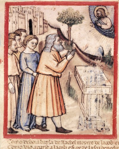 God appears to Jacob having edified a Miniature altar from codex 212 (or padovano codice or Bible of Padua) by Unknown artist