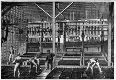 Gold mining: gold quartz grinding workshop found in the gold mines of New Zealand by Unknown artist