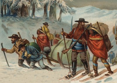 Gold seekers en route to Klondike, Alaska in the 19th century by Unknown artist