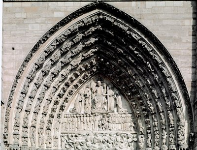 Gothic Art: Detail of the Central Portal of the Notre Dame Cathedral, Paris by Unknown artist