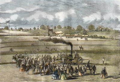 Great Britain: Agriculture, Plowing Scene. Boydell Steam Plow Near Louth in 1854 by Unknown artist