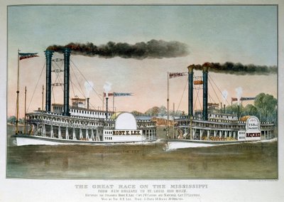 Great Steamboat Race on the Mississippi River, from New Orleans to Saint Louis by Unknown artist