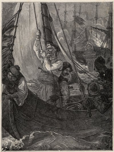 Greek War of Independence: Constantine Kanaris Burning the Flagship of the Turkish Fleet Before Chios by Unknown artist