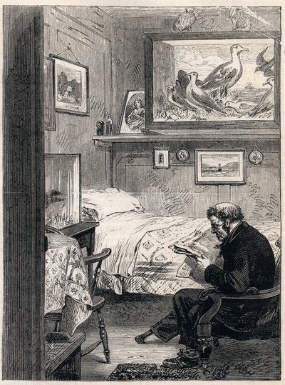 Greenwich Hospital Cabin Royal Charles Ward - 1865 Engraving of a Naval Pensioner in His Retirement Quarters (Greenwich Hospital) by Unknown artist