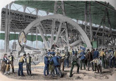 Strike at Le Creusot. A conciliable of workers in the workshops, at the time of pay. 19th century by Unknown artist