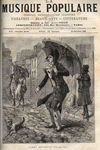 Guillaume Joseph Rousselle, Known as Cadet Rousselle, French Bailiff, Under the Rain in a Street of Paris - engraving in 