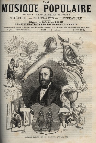 Gustave Nadaud (1820-1893), French songwriter and his songs - engraving in La musique populaire illustrious weekly newspaper - 1882 by Unknown artist
