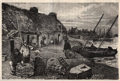 Habitations des Poucheurs a Concarneau - Finistere - Brittany - Engraving from 