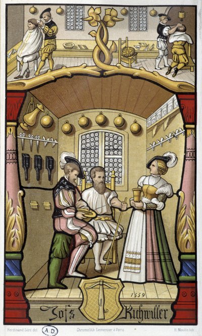 Hairdresser and barber scenes - facsimile of a 1559 miniature by Unknown artist