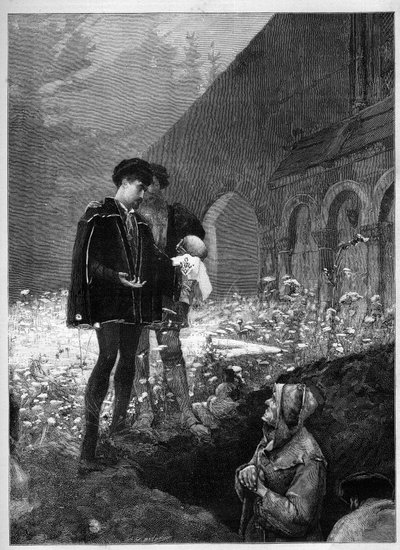 Hamlet in the cemetery after William Shakespeare