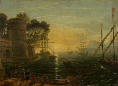 Harbor at Sunset by Unknown Artist