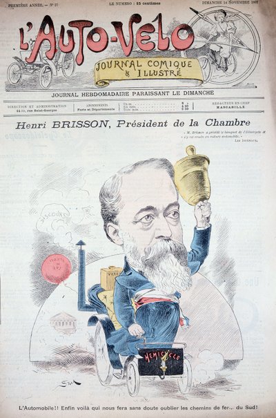 Henri Brisson in an automobile (president of the chamber) - in l