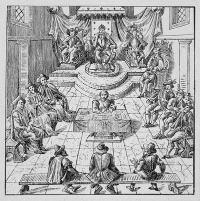 Henri III (1551 - 1589) Holding the Estates General in Blois in 1576 - in Collection of 39 Figures Representing the Calamities of France from 1562 to 1586 by Louis Perrin Imprimerie by Unknown artist