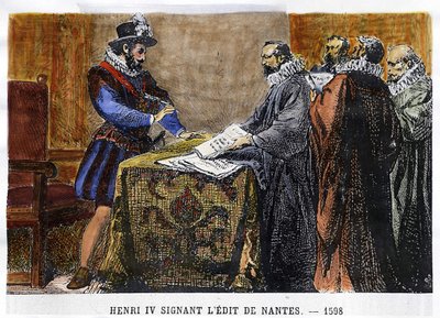 Henri IV (1553 - 1610) signed the Edict of Nantes in 1598 by Unknown artist