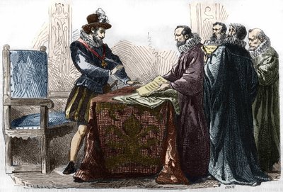 Henri IV signing the Edict of Nantes on April 13, 1598 by Unknown artist