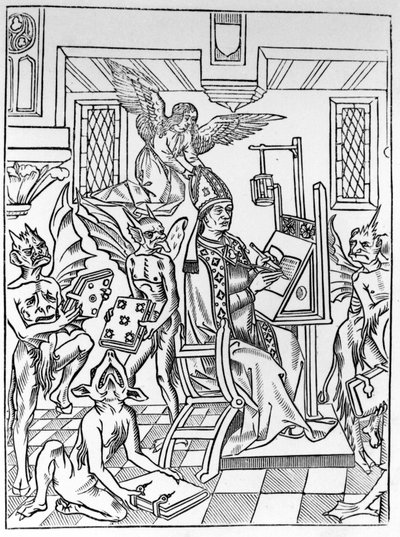 Heresy and Orthodoxy disputing the theologian by Unknown artist