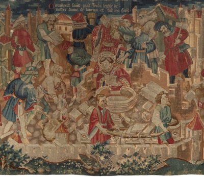 History of Saint Piat and Saint Eleuthère, Scene 5: How the saint Piat founded the church of Our Lady and made the baptismal fonts by Unknown artist